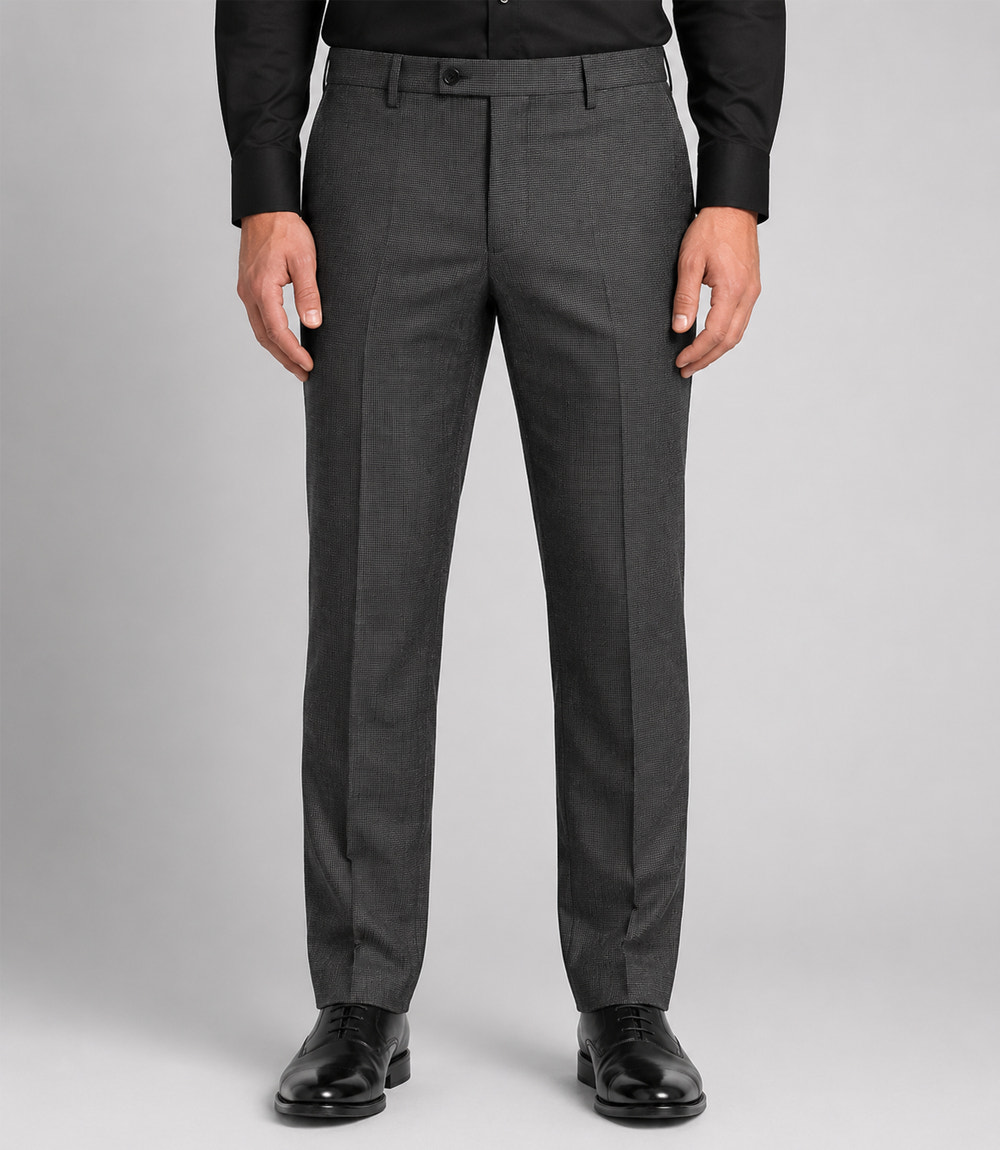 Men's Wool Plaid Grey 3 Piece Suit Pant - Suit Heritage