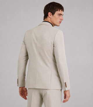 Men's Wool Solid Cream 3 Piece Suit Back - Suit Heritage