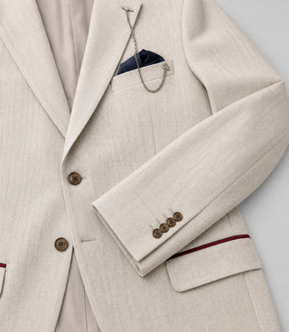 Men's Wool Solid Cream 3 Piece Suit Fabric - Suit Heritage