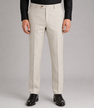 Men's Wool Solid Cream 3 Piece Suit Pant - Suit Heritage