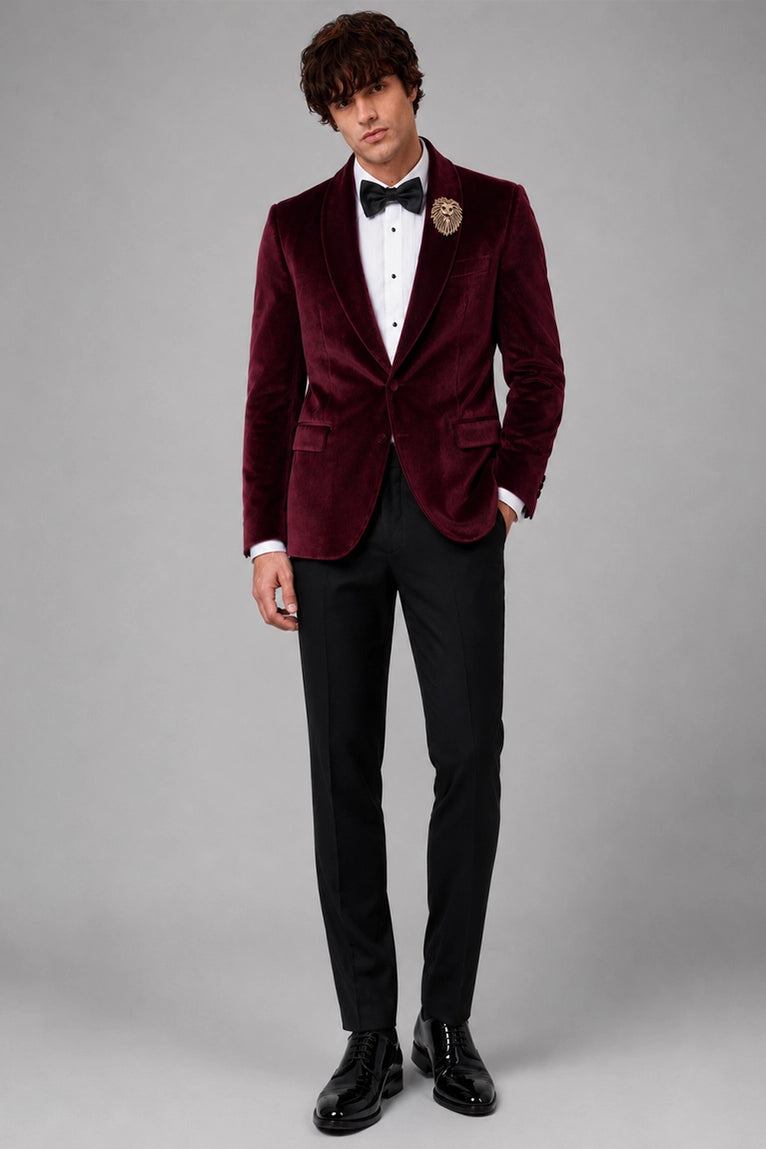 Men's burgunday Velvet Tuxedo -  Suit Heritage