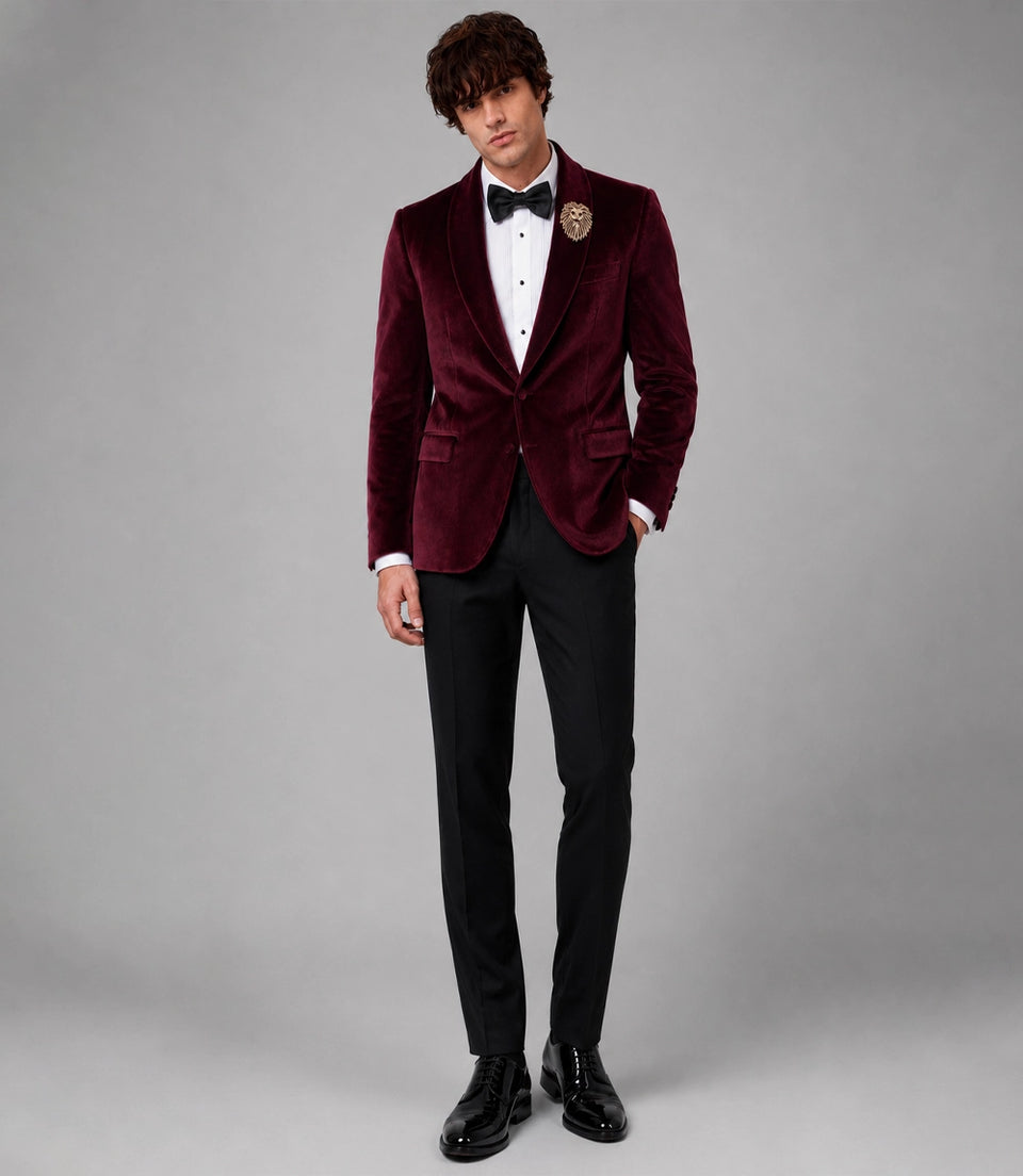 Men's burgunday Velvet Tuxedo -  Suit Heritage