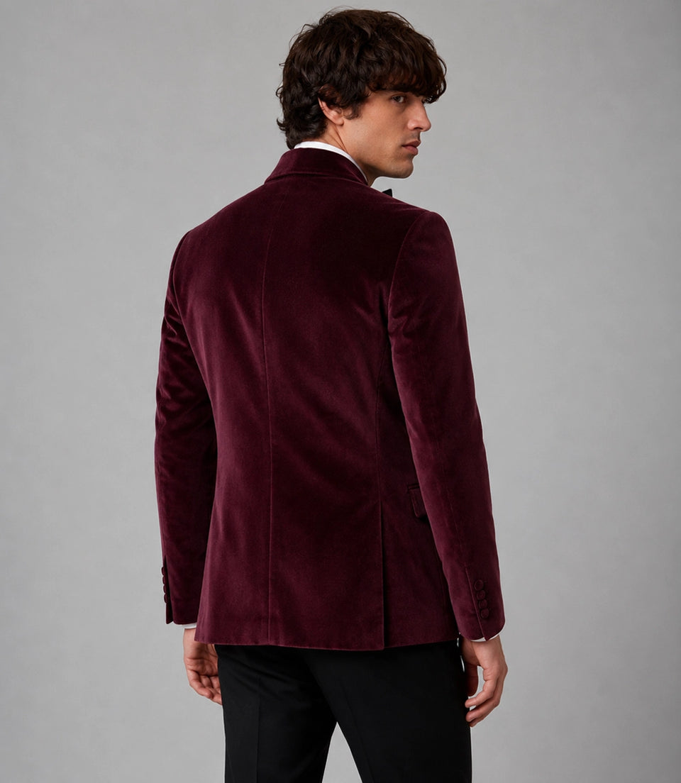 Men's burgunday Velvet Tuxedo Back  -  Suit Heritage