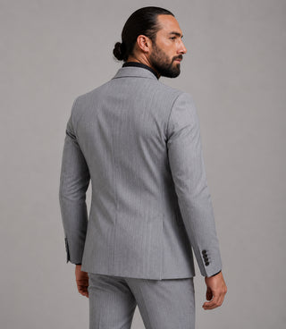 Mens Gray Pinstripe Double Breasted 2 Piece Suit - Suit Heritage