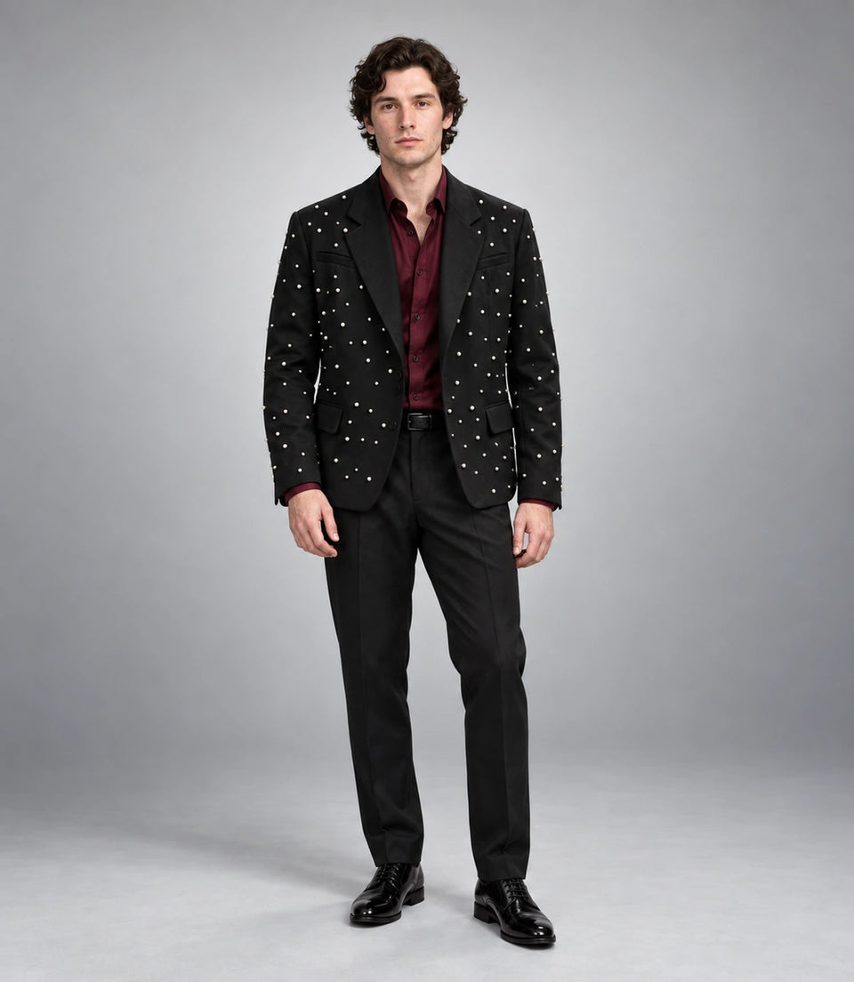 Resize Men’s Black Studded Embellished Party Suit -  Suit Heritage