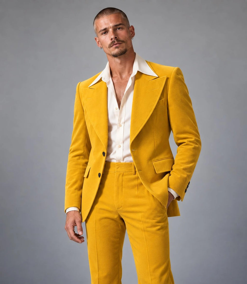 Shop 1970s Vintage Mustard Yellow Wedding Suit - Suit Heritage