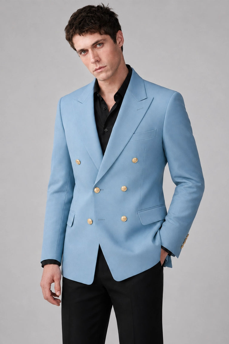 Shop 70s Men's Light Blue Double Breasted Wedding Suit - Suit Heritage