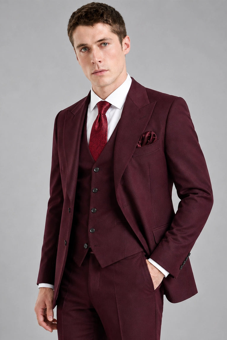 Shop 70s Men's Vintage Burgundy Retro Wedding Suit - Suit Heritage