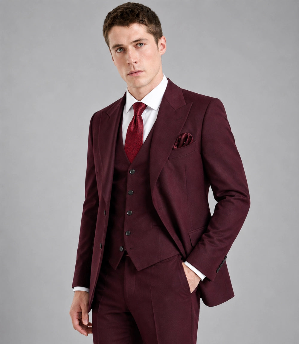 Shop 70s Men's Vintage Burgundy Retro Wedding Suit - Suit Heritage