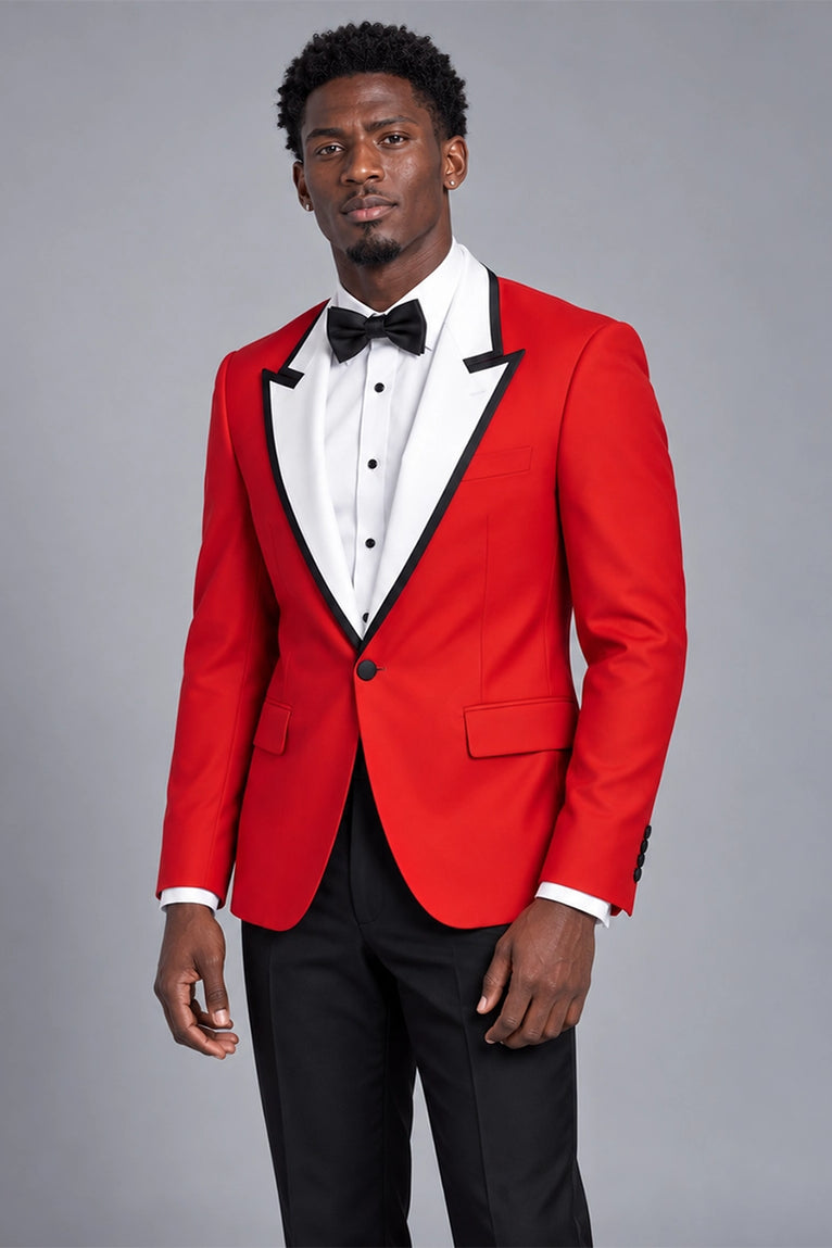 Shop 70s Red & White Contrast Lapel Tuxedo - Suit Heritage