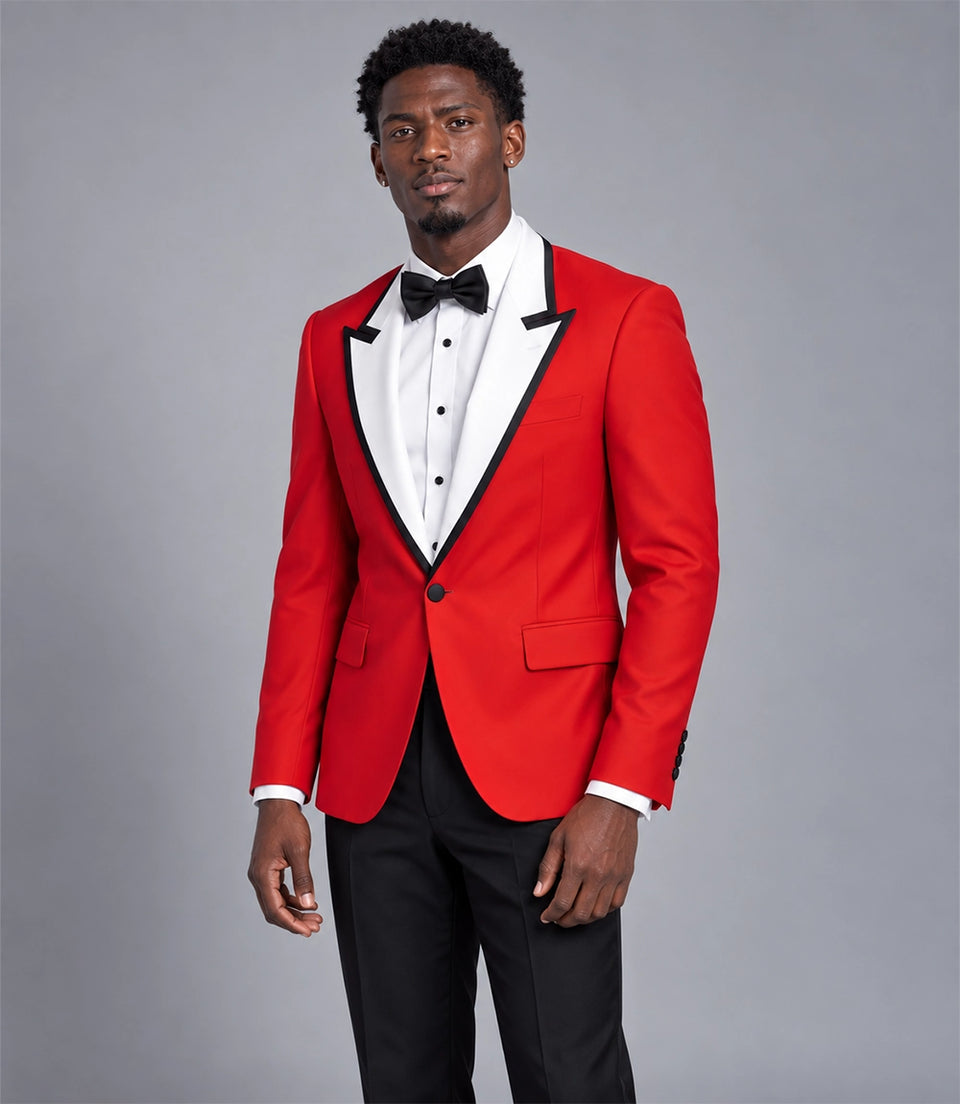 Shop 70s Red & White Contrast Lapel Tuxedo - Suit Heritage