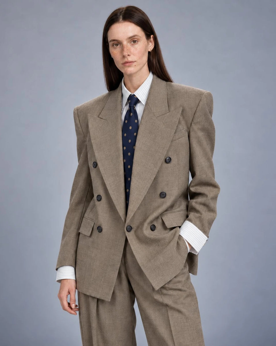 Shop 80s Women's Taupe Oversized Style Power Suit -  Suit Heritage