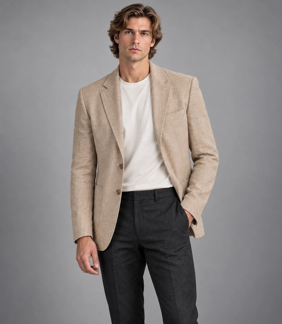 Shop Men's Beige and Black Cotton  Casual Suit -  Suit Heritage