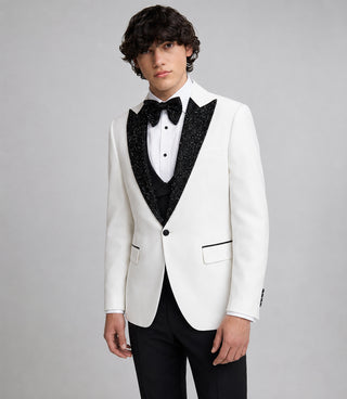 Shop Men's Black And White 3 Piece Wedding Tuxedo - Suit Heritage