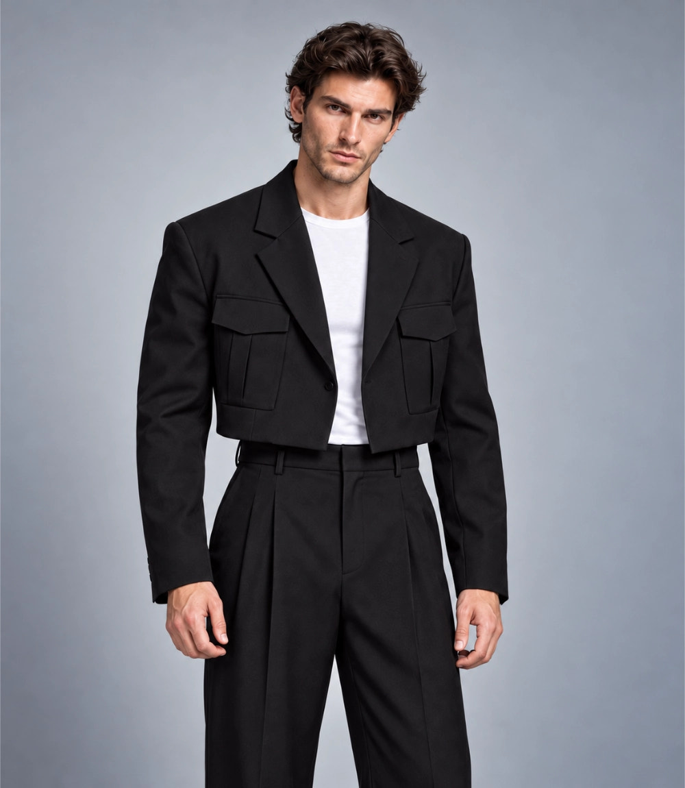 Shop Men’s Black Cropped Blazer Suit -  Suit Heritage