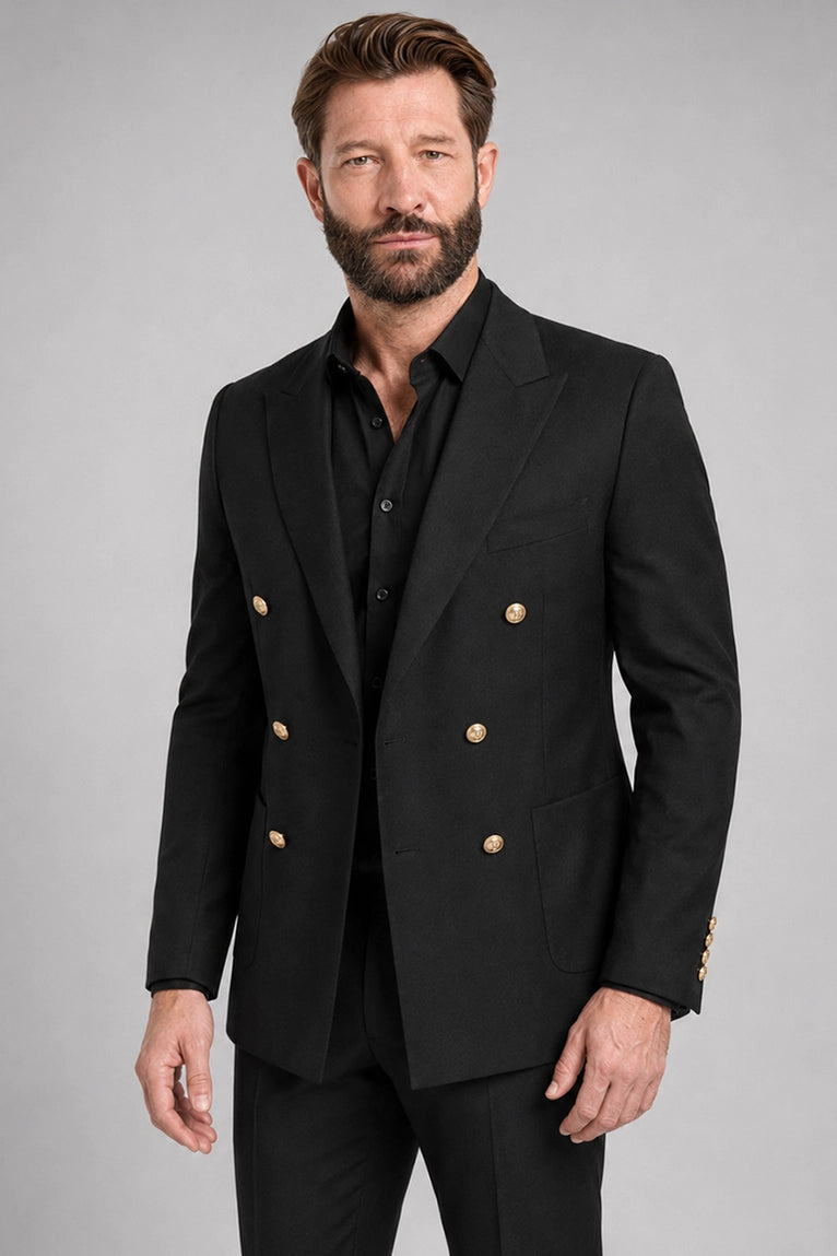 Shop Men's Black Double Breasted 2 piece Suit - Suit Heritage