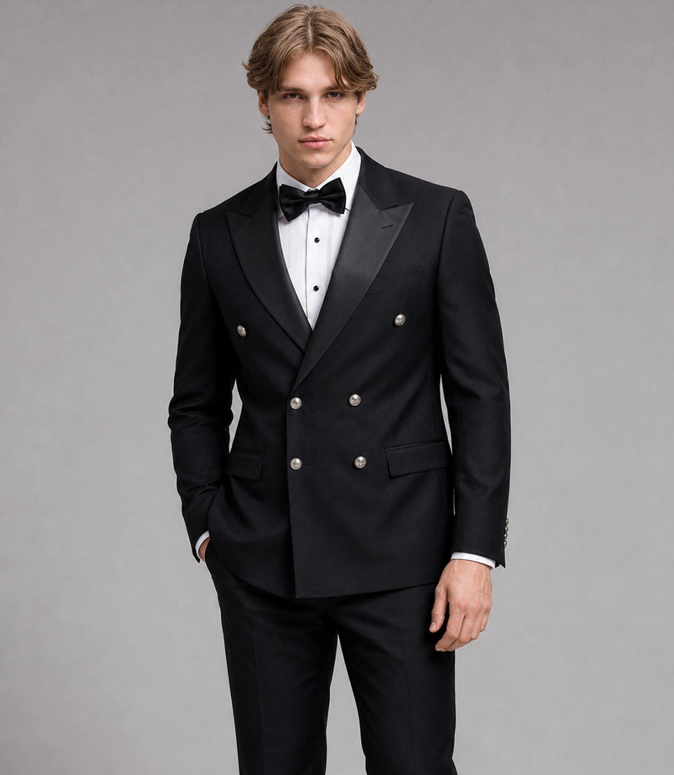 Shop Men's Black Double Breasted Groomsmen Tuxedo -  Suit Heritage
