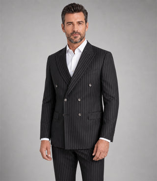 Shop Men's Black Pinstripe Double Breasted Suit - Suit Heritage