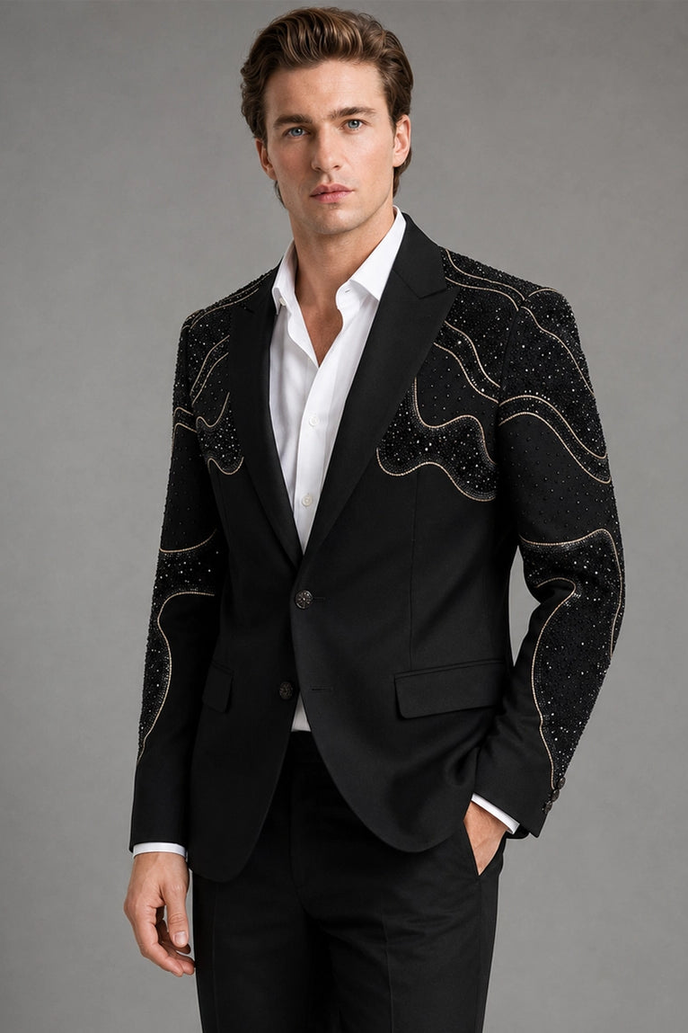Shop Men's Black Rhinestone Embellished Two Piece Wedding Suit -  Suit Heritage
