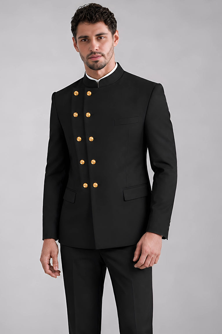 Shop Men's Black Stylish Double Breasted 2 Piece Suit - Suit Heritage