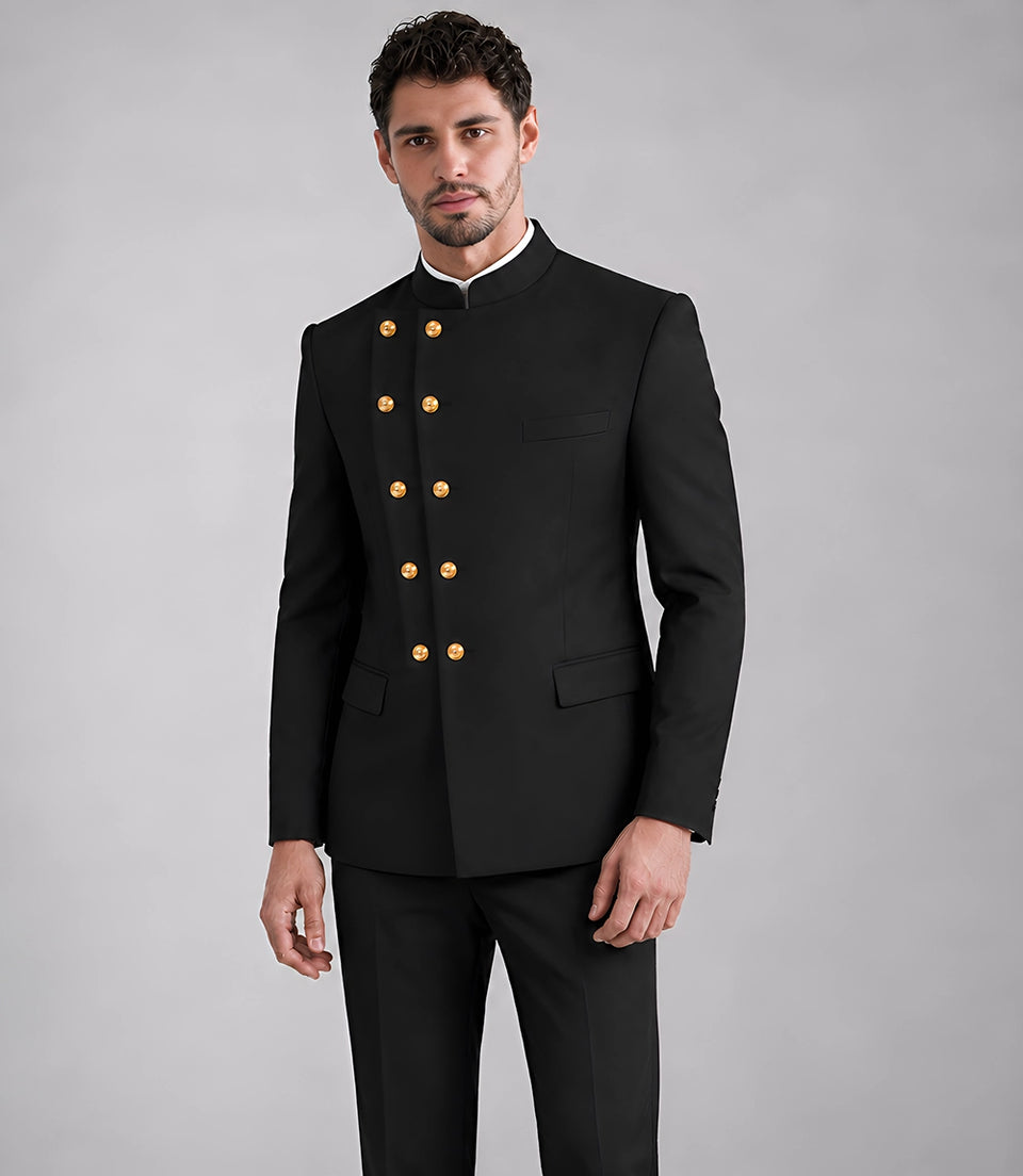 Shop Men's Black Stylish Double Breasted 2 Piece Suit - Suit Heritage