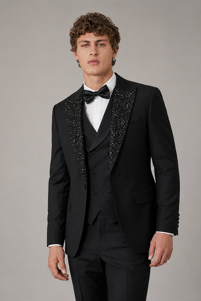 Shop Men's Black Wedding 3 Piece Tuxedo - Suit Heritage