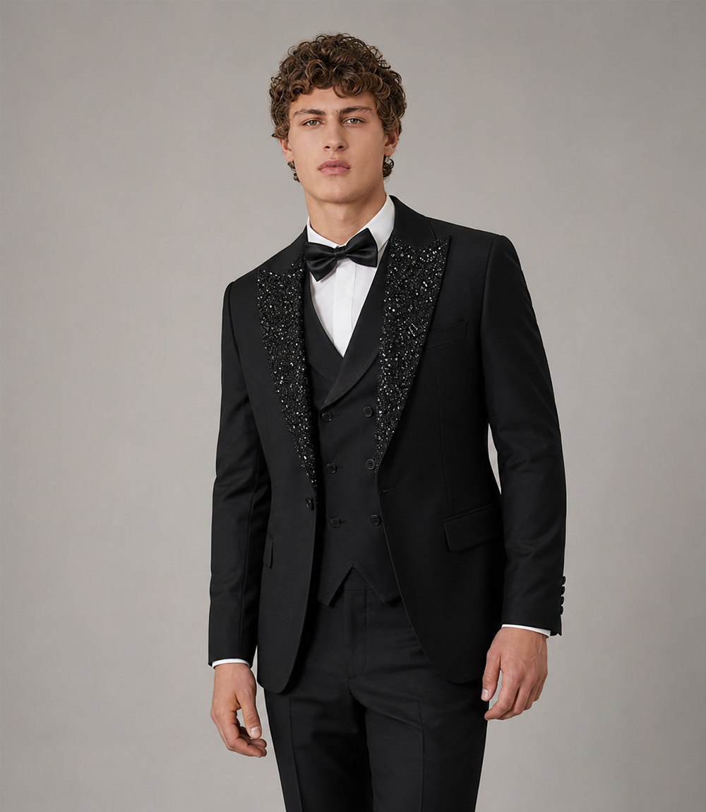 Shop Men's Black Wedding 3 Piece Tuxedo - Suit Heritage