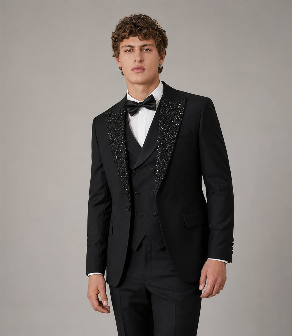Shop Men's Black Wedding 3 Piece Tuxedo - Suit Heritage