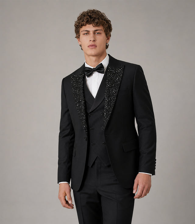Shop Men's Black Wedding 3 Piece Tuxedo - Suit Heritage