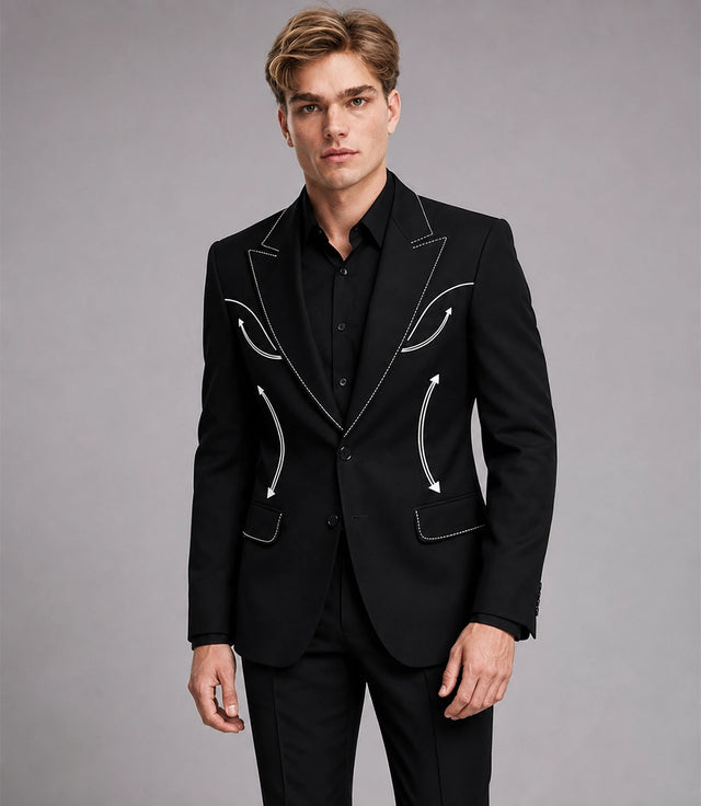 Shop Men's Black Western Hand Embroidered Suit - Suit Heritage