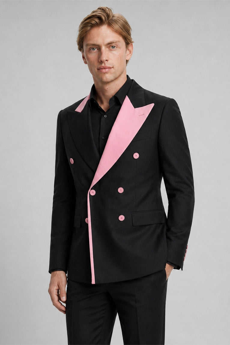 Shop Men's Black and Pink Double Breasted Suit - Suit Heritage
