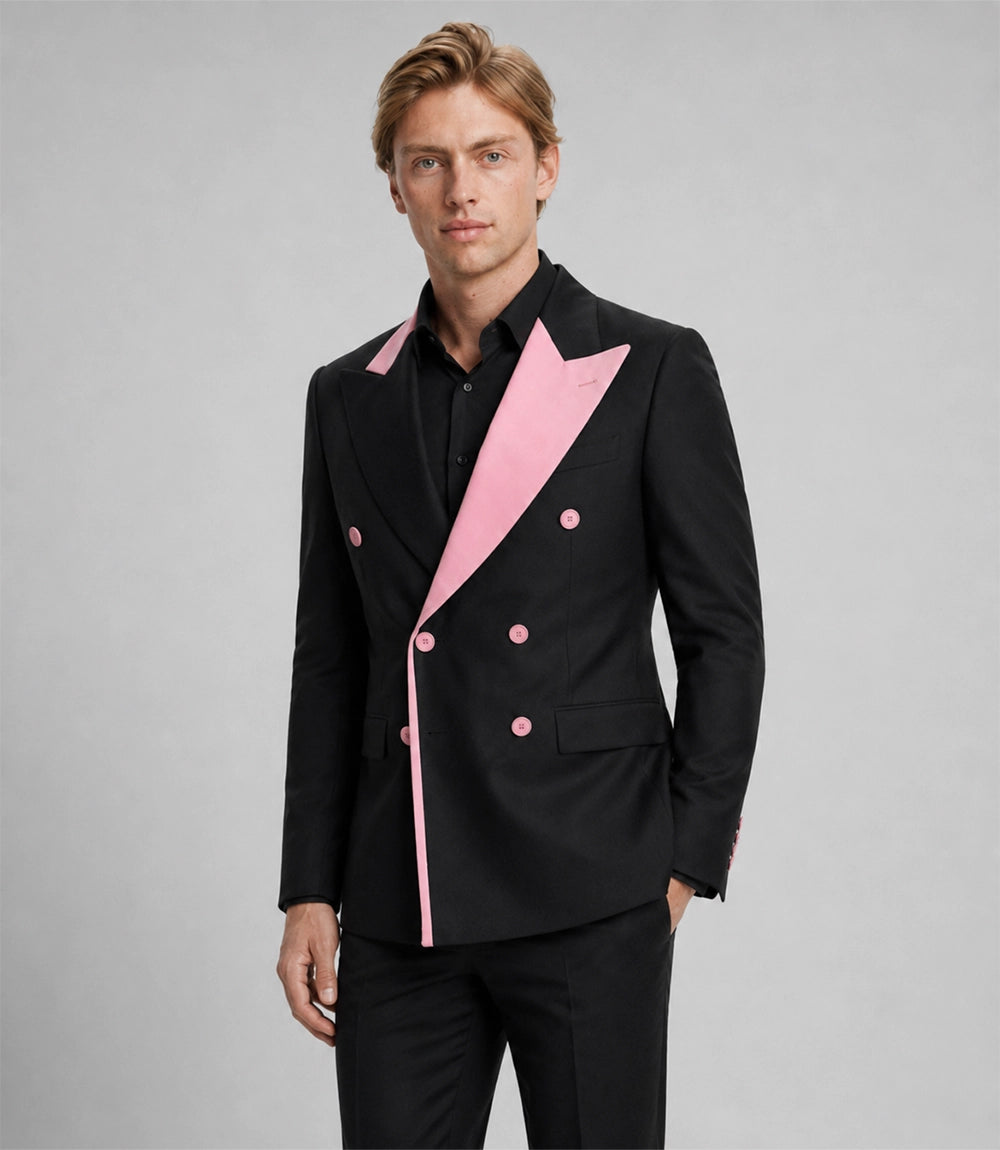 Shop Men's Black and Pink Double Breasted Suit - Suit Heritage