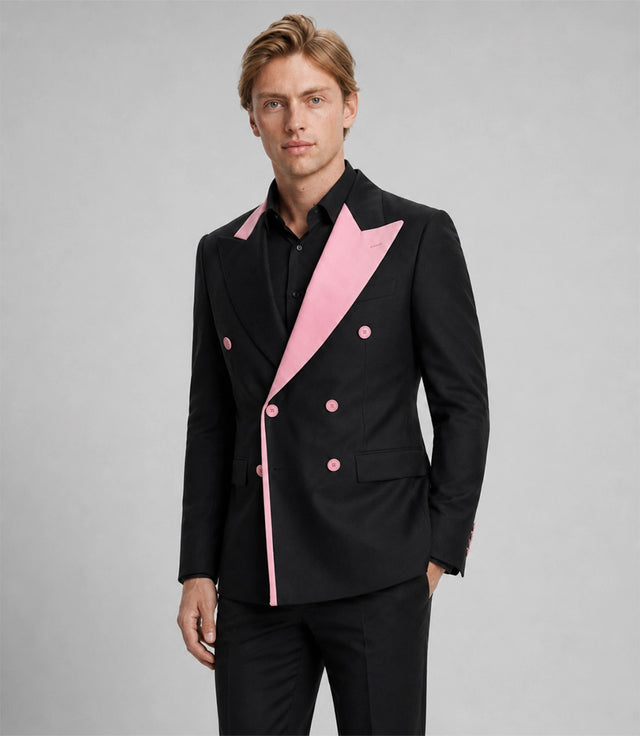 Shop Men's Black and Pink Double Breasted Suit - Suit Heritage