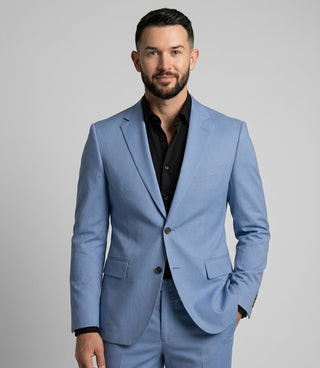 Shop Men's Blue Solid Cotton 2 Piece Suit - Suit Heritage
