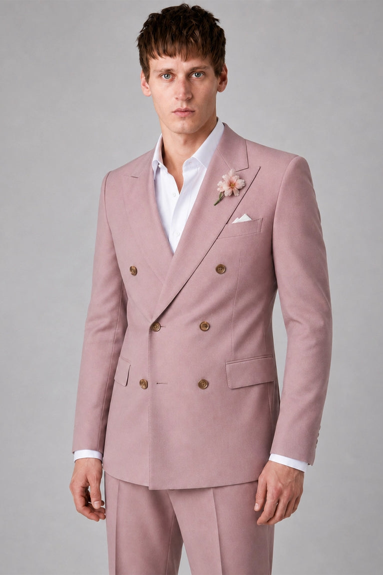 Shop Men's Blush Pink Double Breasted Groom Wedding Suit -  Suit Heritage