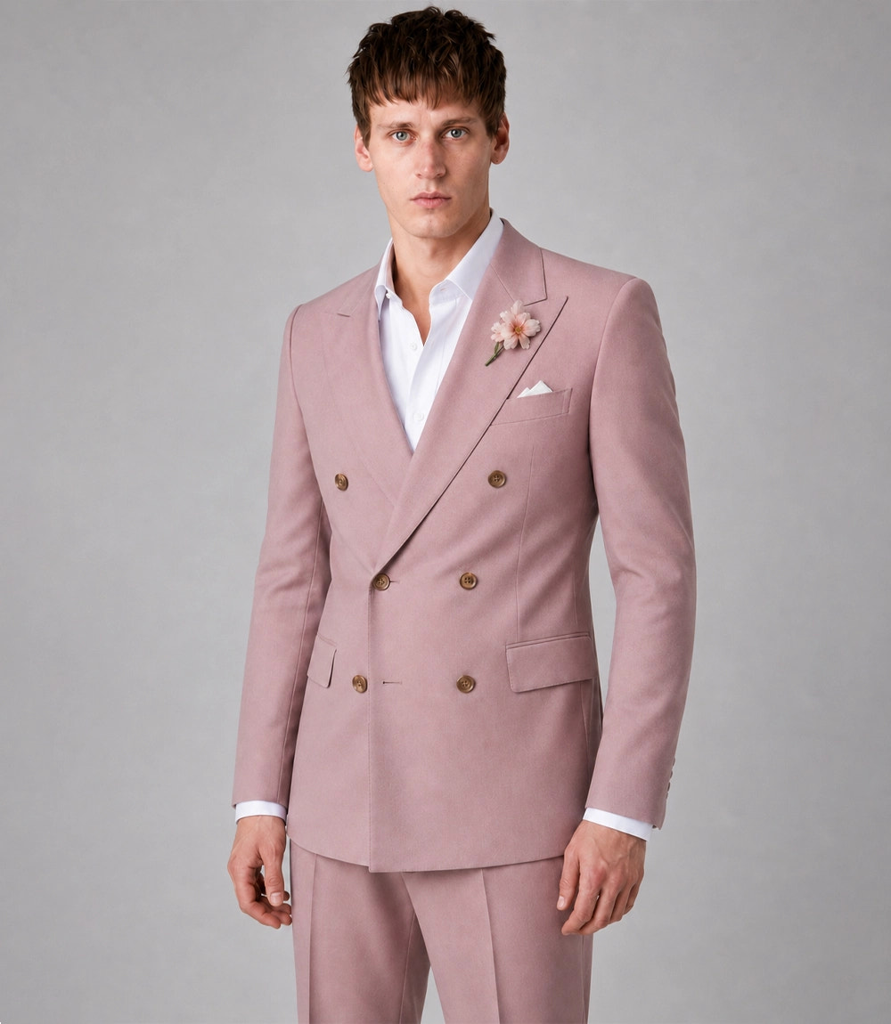 Shop Men's Blush Pink Double Breasted Groom Wedding Suit -  Suit Heritage