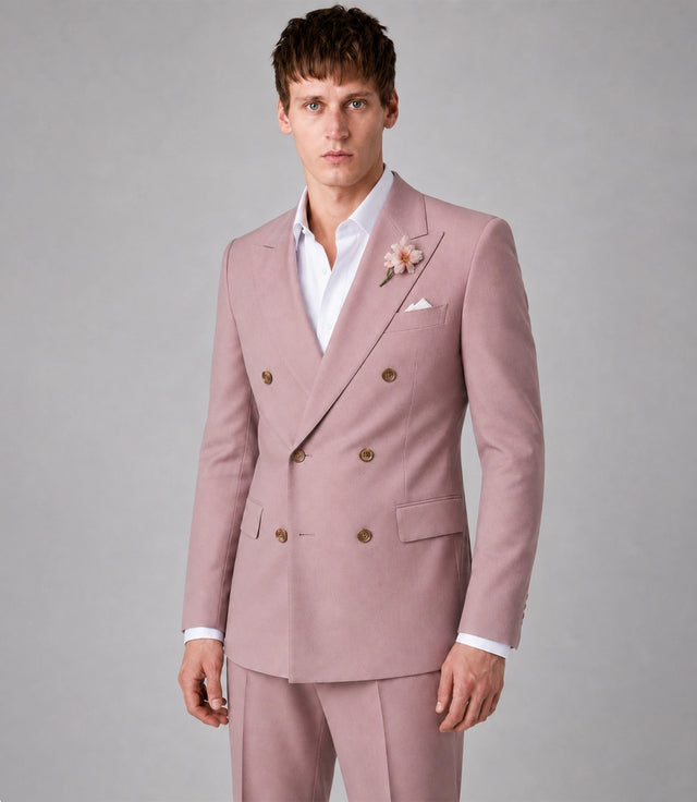 Shop Men's Blush Pink Double Breasted Groom Wedding Suit -  Suit Heritage