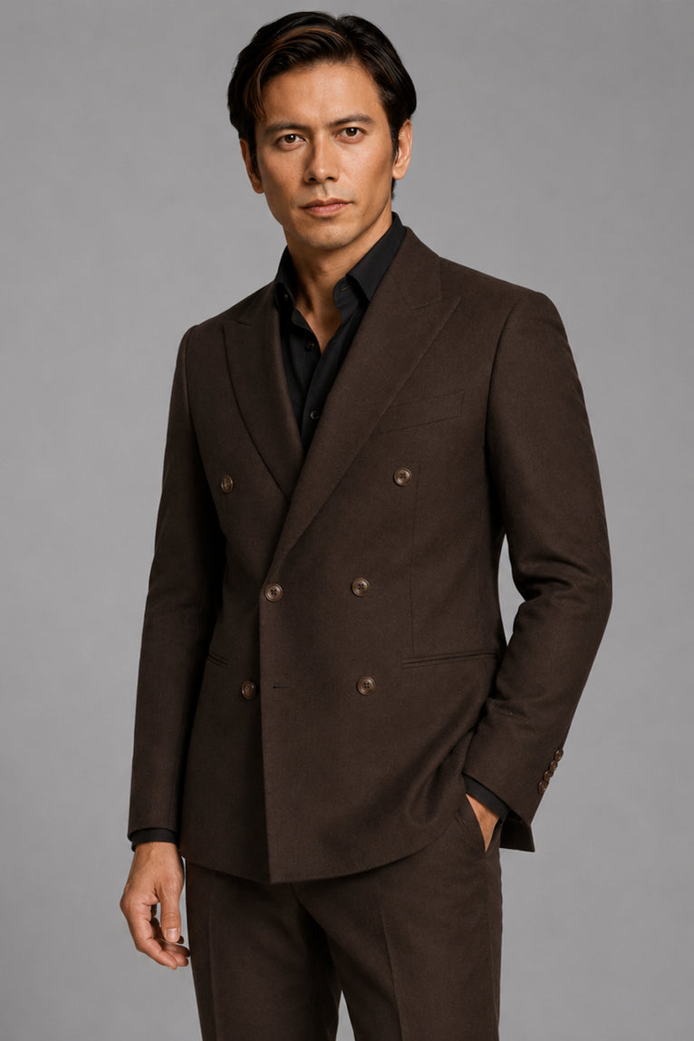 Shop Men's Brown Double Breasted 2 Piece Suit  - Suit Heritage