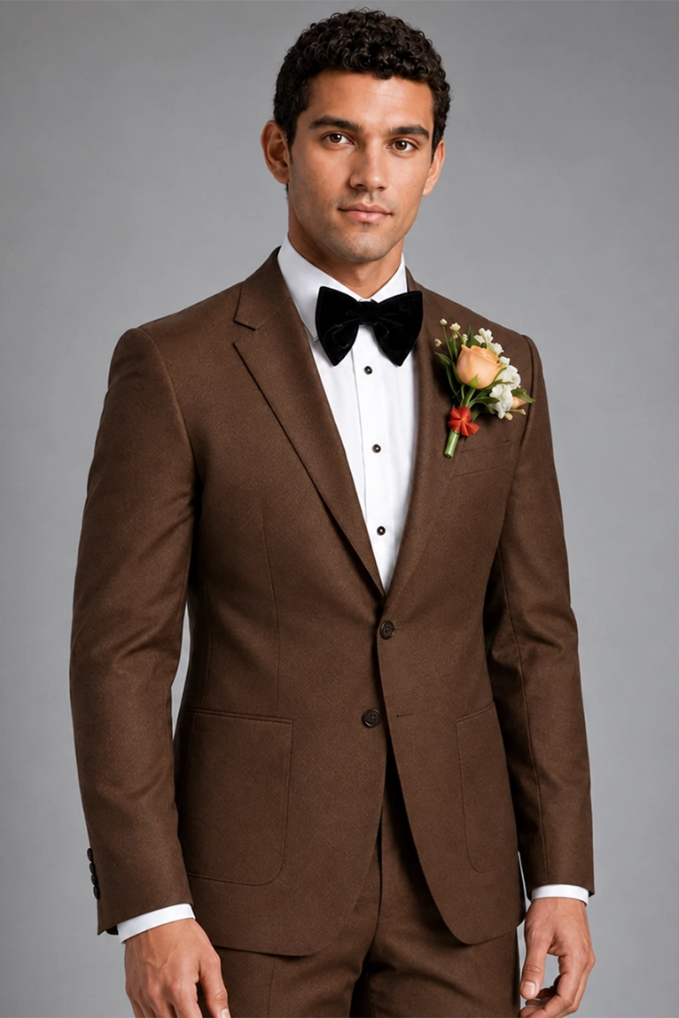 Shop Men's Brown Groom Wedding 2 Piece Suit - Suit Heritage