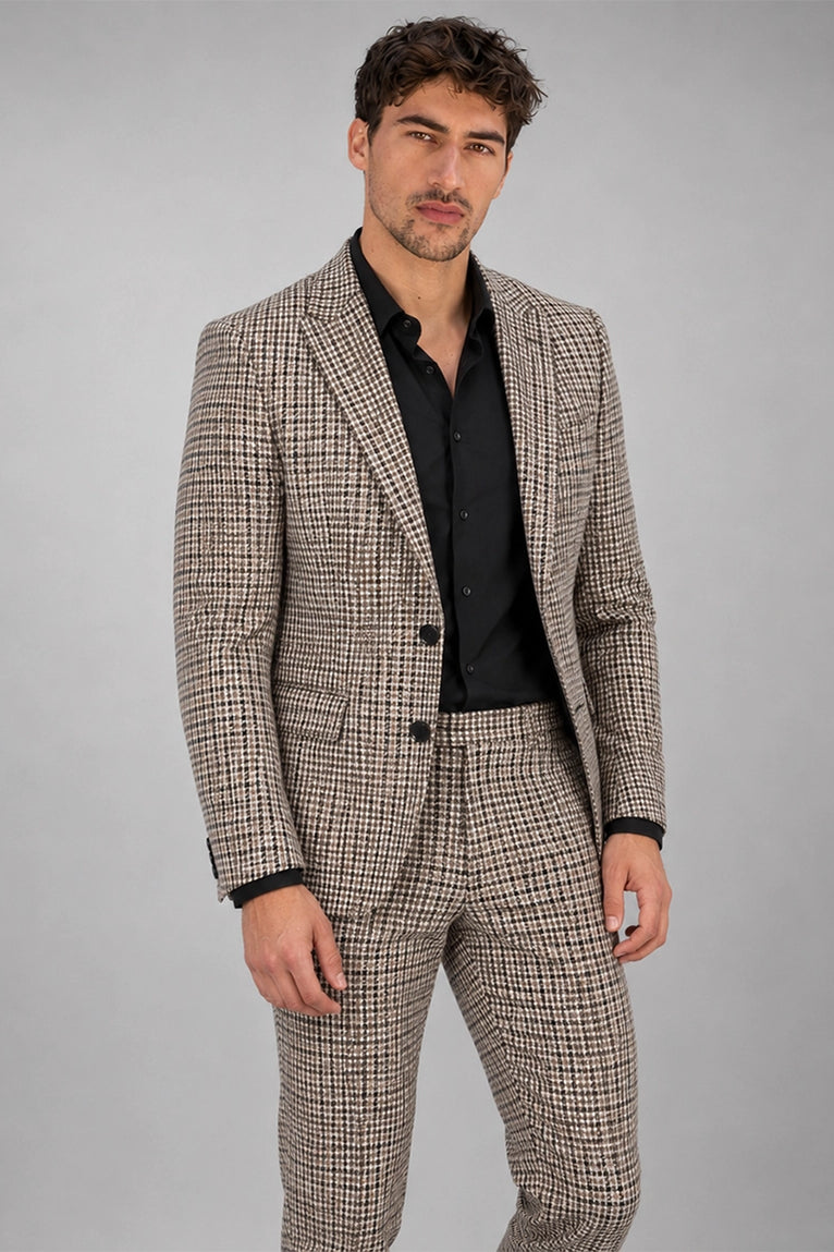 Shop Men's Brown Houndstooth 2 Piece Suit - Suit Heritage