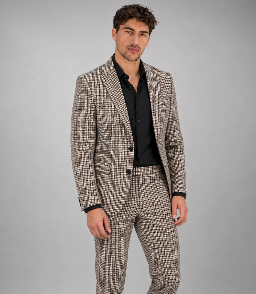 Shop Men's Brown Houndstooth 2 Piece Suit - Suit Heritage