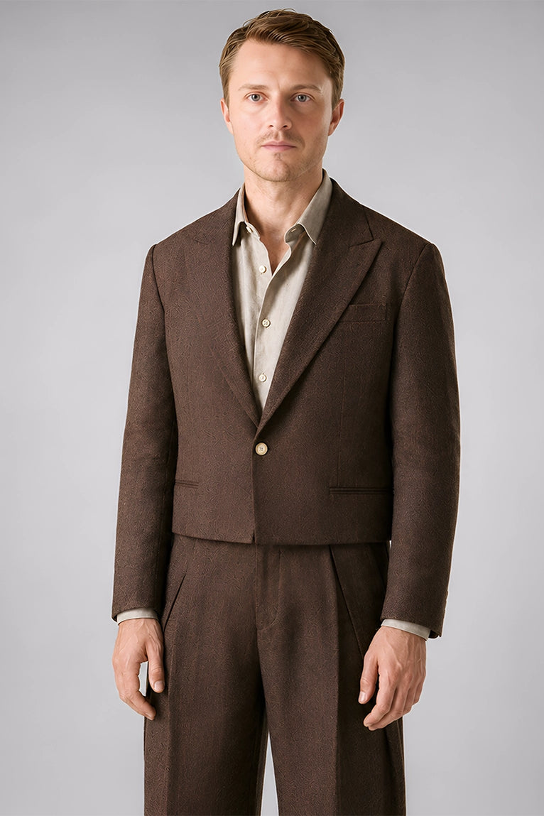 Shop Men's Brown Relaxed Fit Cropped Suit - Suit Heritage