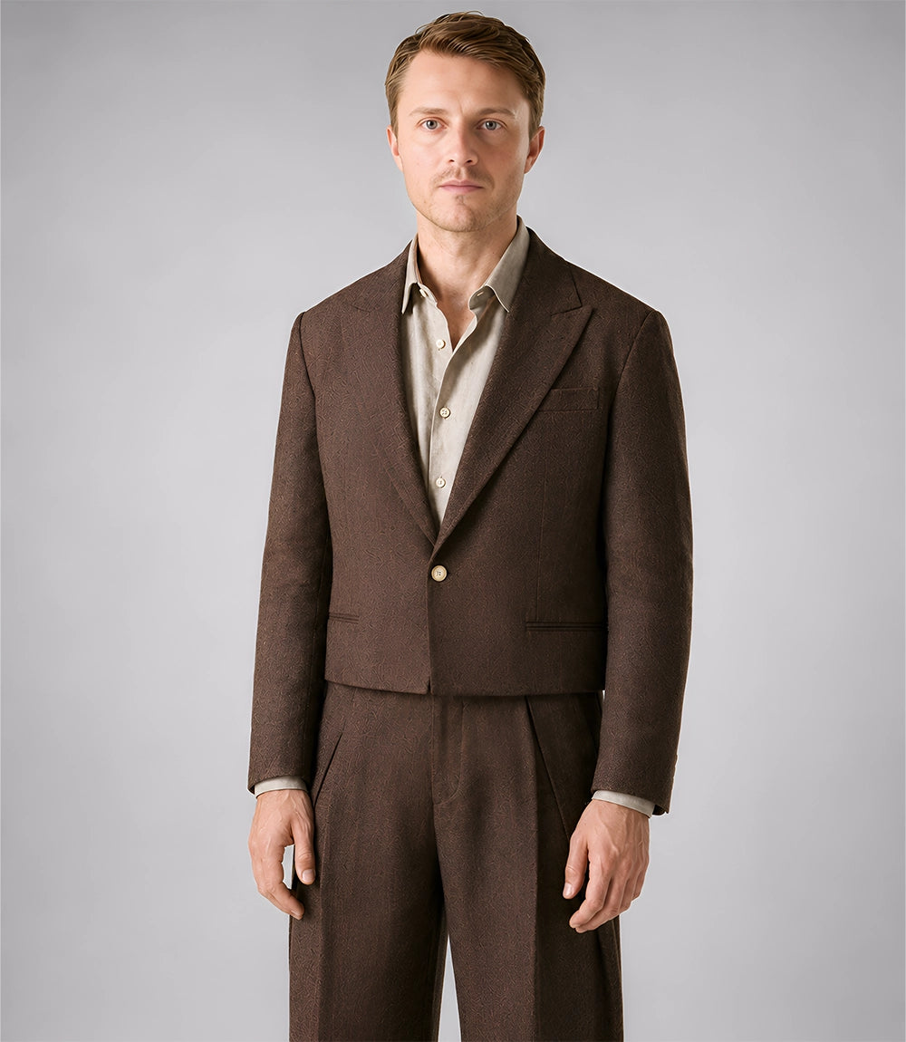 Shop Men's Brown Relaxed Fit Cropped Suit - Suit Heritage