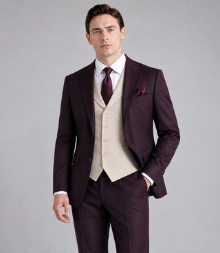 Shop Men's Burgundy And Cream Wedding 3 Piece Suit - Suit Heritage