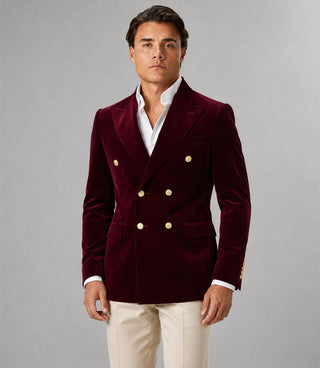 Shop Men's Burgundy Velvet Double Breasted Suit - Suit Heritage