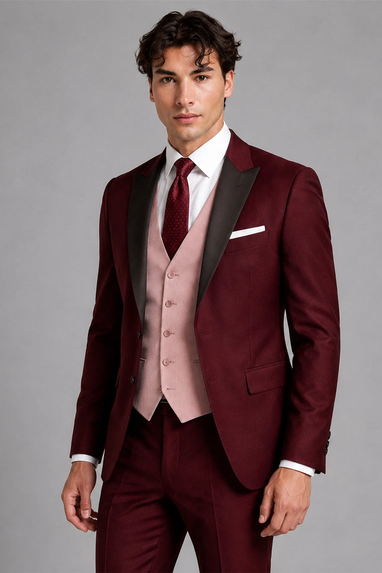 Shop Men’s Burgundy Wedding 3 Piece Suit -  Suit Heritage
