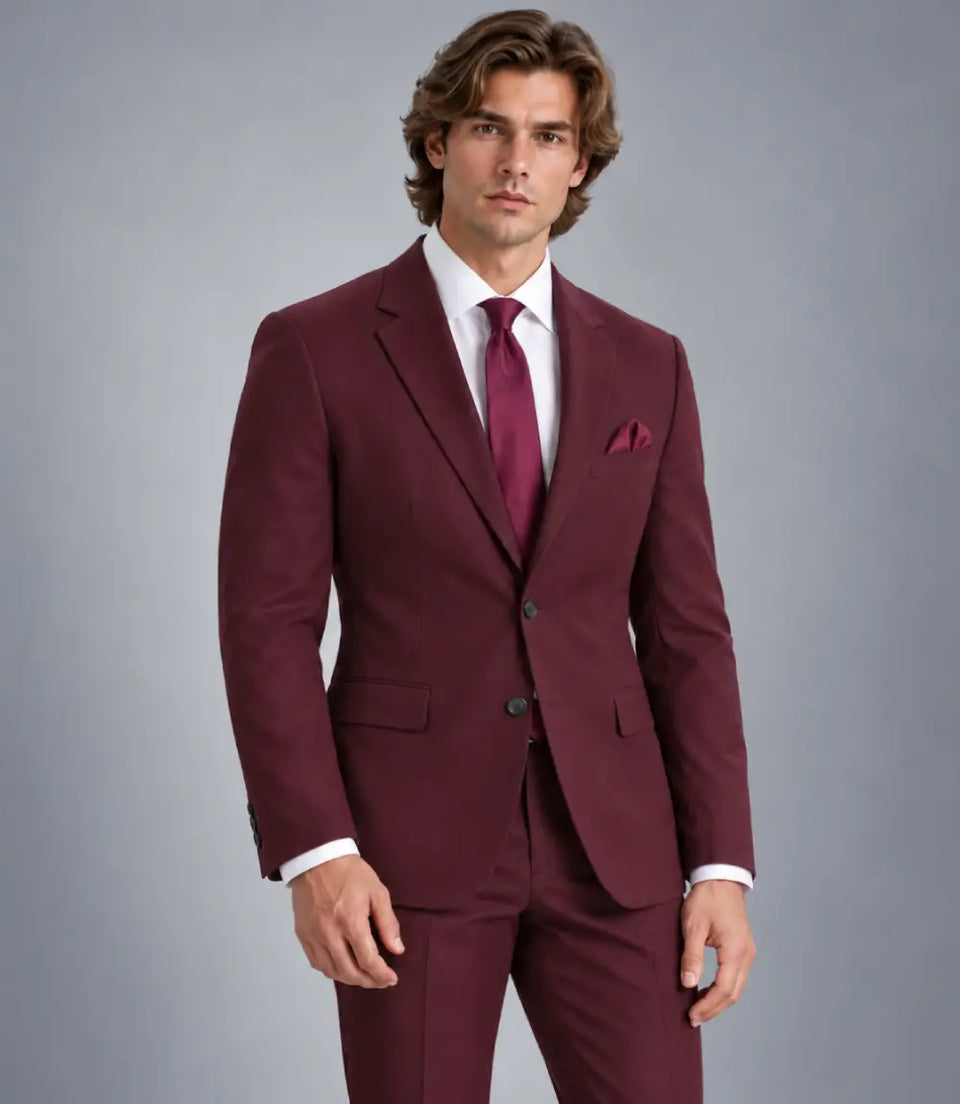 Shop Men's Burgundy Wool Suit  -  Suit Heritage