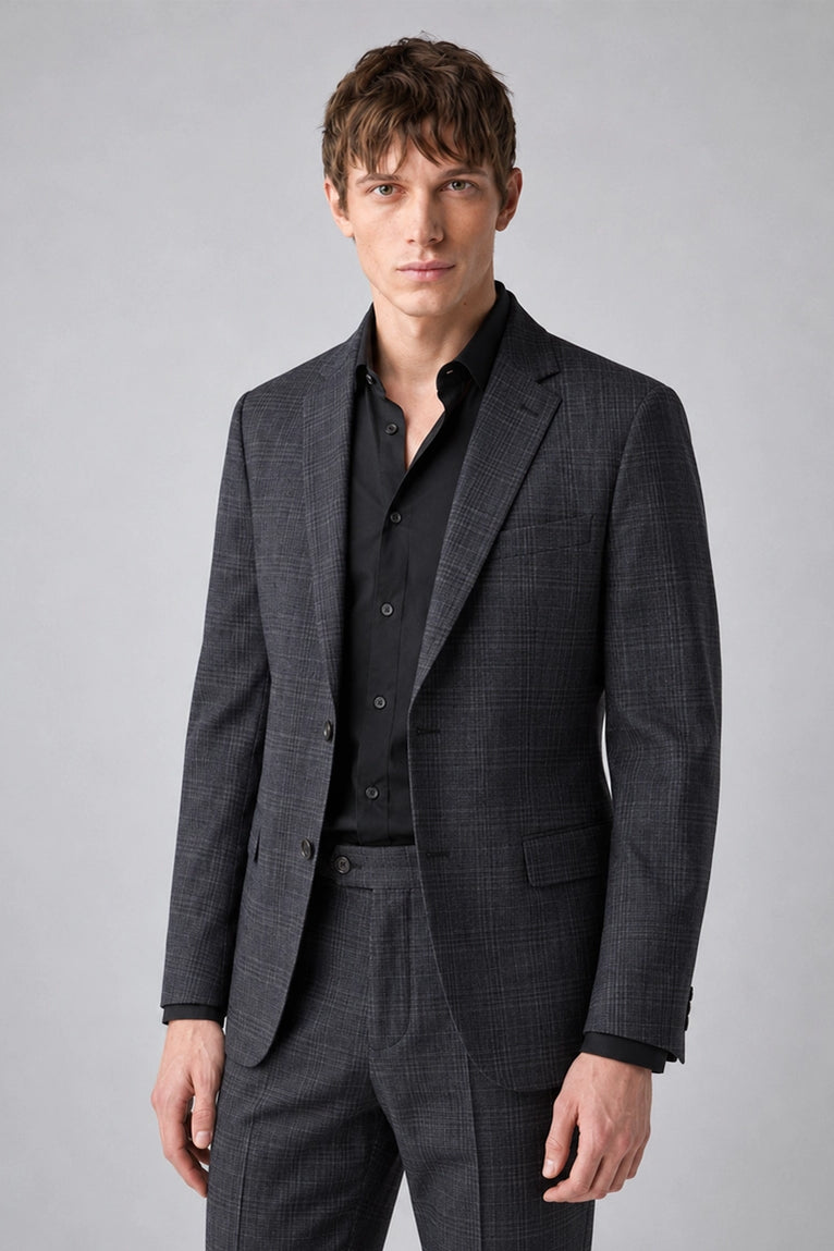 Shop Men's Charcoal Grey Plaid 2 Piece Suit - Suit Heritage