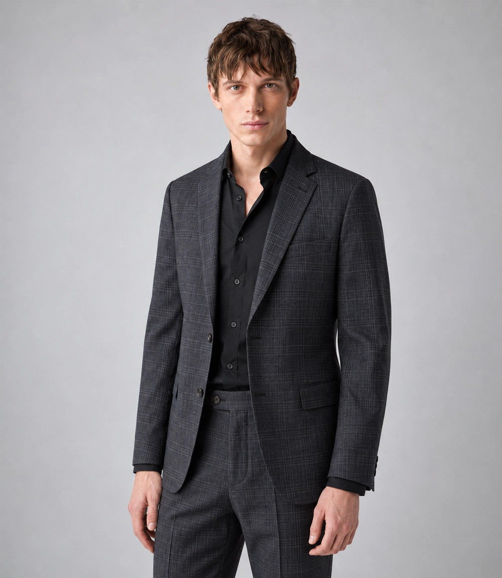 Shop Men's Charcoal Grey Plaid 2 Piece Suit - Suit Heritage