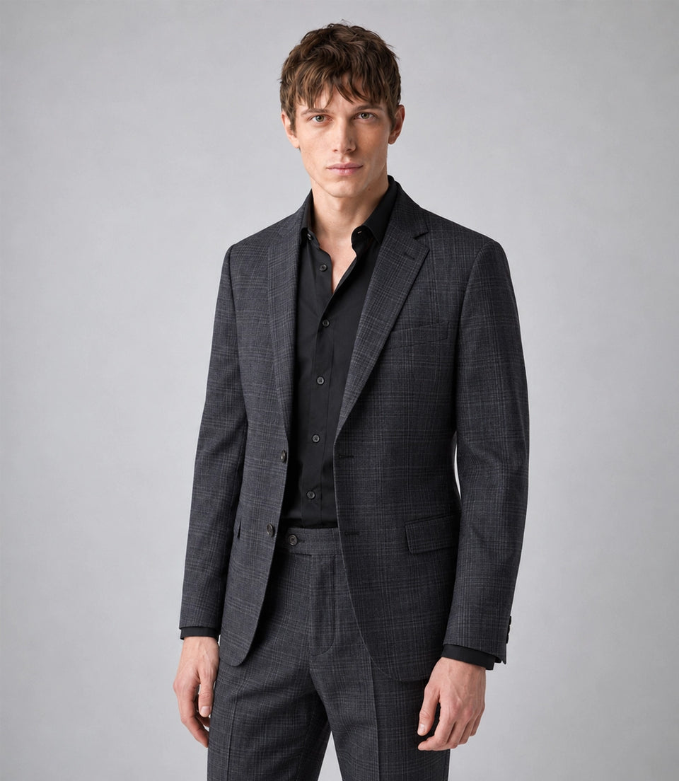 Shop Men's Charcoal Grey Plaid 2 Piece Suit - Suit Heritage